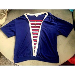 Vintage 90's Plus Nautical Style Short Sleeve Top